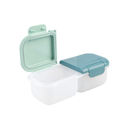 Melii Luxe 2 Compartment Snack Container - Blue & Mint