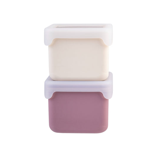 Melii Luxe 236ml Silicone Snack Containers (2 Pack) - Pink & Ivory