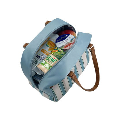 Sachi Insulated Cali Lunch Bag - Hazy Blue Stripes