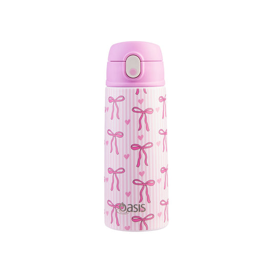 Oasis Kid's 550ml Insulated Drink Bottle w/ Sipper - Bows & Hearts *PREORDER MID JAN*