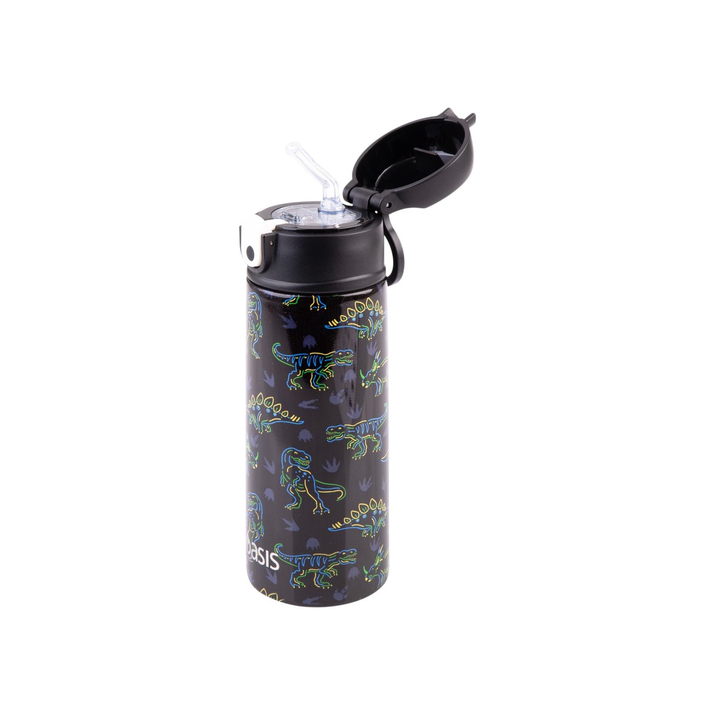 Oasis Kid's 550ml Insulated Drink Bottle w/ Sipper - Neon Dinosaurs