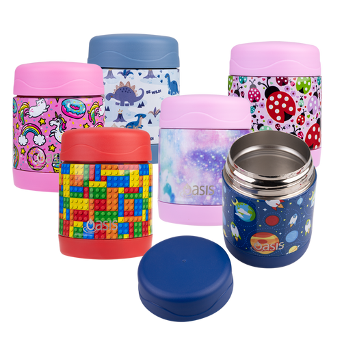 Oasis Stainless Steel 300ml Kids Food Flask - Assorted Patterns