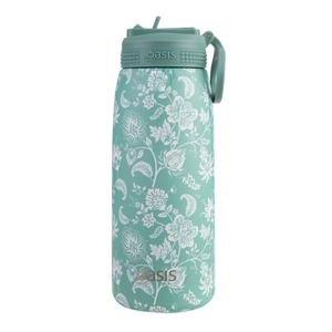 Oasis 780ml Stainless Steel Insulated Sports Drink Bottle with Straw - Assorted Prints