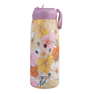 Oasis 780ml Stainless Steel Insulated Sports Drink Bottle with Straw - Assorted Prints