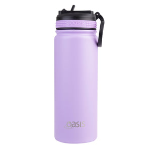 Oasis 550ml Stainless Steel Insulated Challenger Drink Bottle w/ Sipper Straw Lid - Choice of 12 Colours