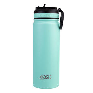 Oasis 550ml Stainless Steel Insulated Challenger Drink Bottle w/ Sipper Straw Lid - Choice of 12 Colours