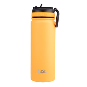 Oasis 550ml Stainless Steel Insulated Challenger Drink Bottle w/ Sipper Straw Lid - Choice of 12 Colours