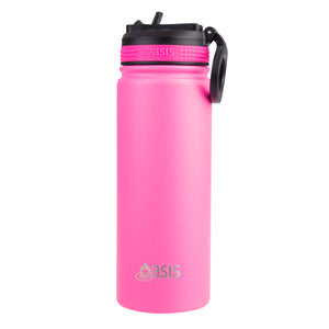 Oasis 550ml Stainless Steel Insulated Challenger Drink Bottle w/ Sipper Straw Lid - Choice of 12 Colours