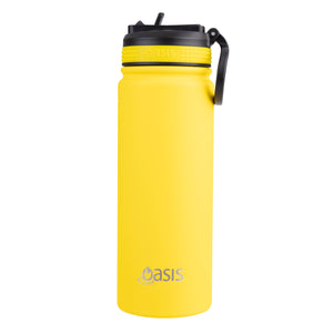 Oasis 550ml Stainless Steel Insulated Challenger Drink Bottle w/ Sipper Straw Lid - Choice of 12 Colours