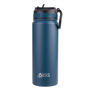 Oasis 550ml Stainless Steel Insulated Challenger Drink Bottle w/ Sipper Straw Lid - Choice of 12 Colours