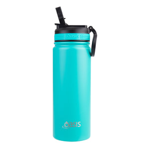 Oasis 550ml Stainless Steel Insulated Challenger Drink Bottle w/ Sipper Straw Lid - Choice of 12 Colours