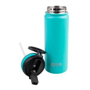 Oasis 550ml Stainless Steel Insulated Challenger Drink Bottle w/ Sipper Straw Lid - Choice of 12 Colours