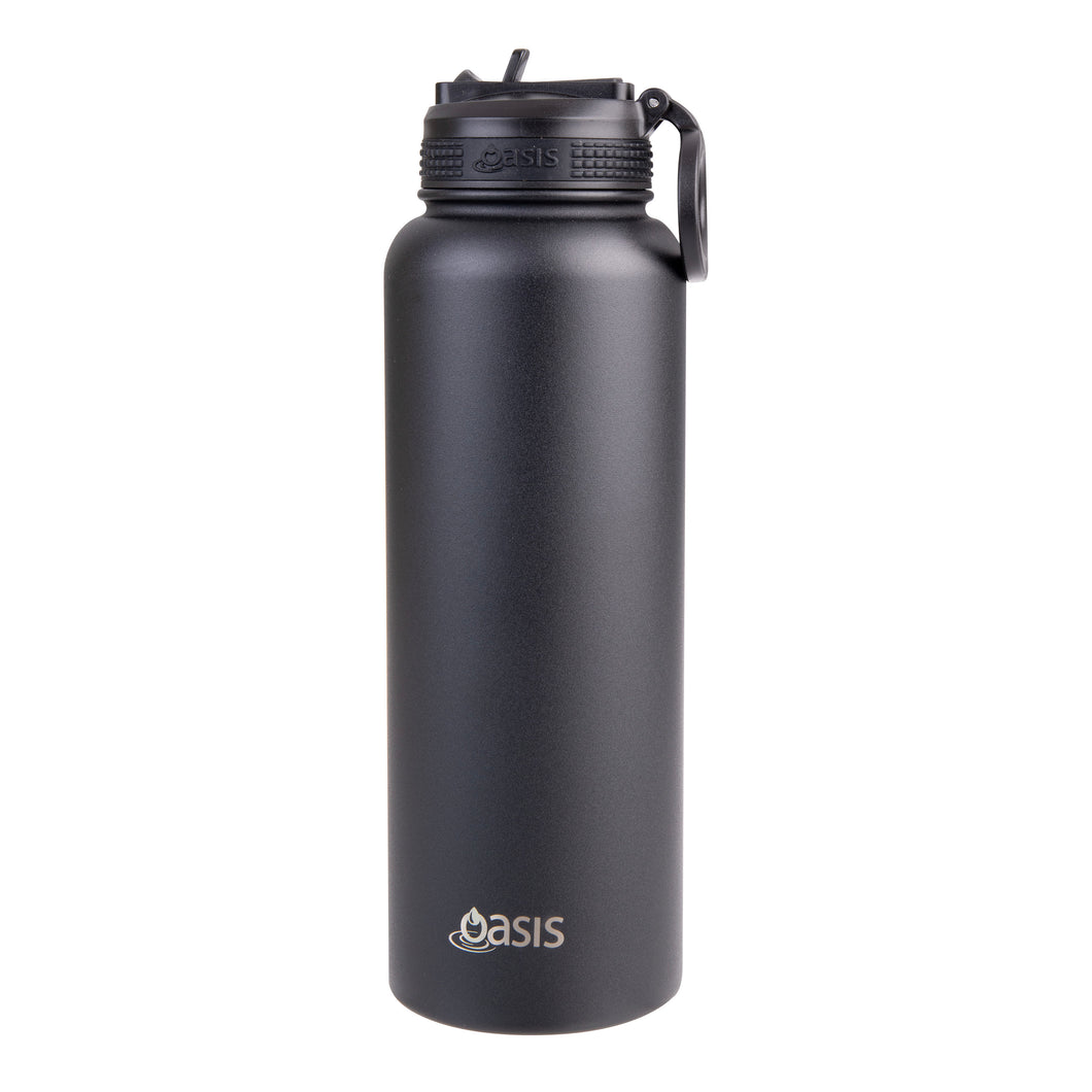 Oasis 1.1 Litre Stainless Steel Insulated Challenger Sports Bottle w/ Sipper Straw Lid - Choice of 12 Colours