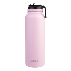 Oasis 1.1 Litre Stainless Steel Insulated Challenger Sports Bottle w/ Sipper Straw Lid - Choice of 12 Colours