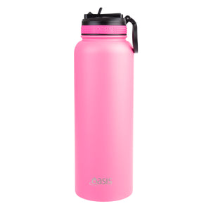 Oasis 1.1 Litre Stainless Steel Insulated Challenger Sports Bottle w/ Sipper Straw Lid - Choice of 12 Colours