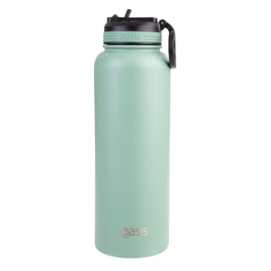 Oasis 1.1 Litre Stainless Steel Insulated Challenger Sports Bottle w/ Sipper Straw Lid - Choice of 12 Colours