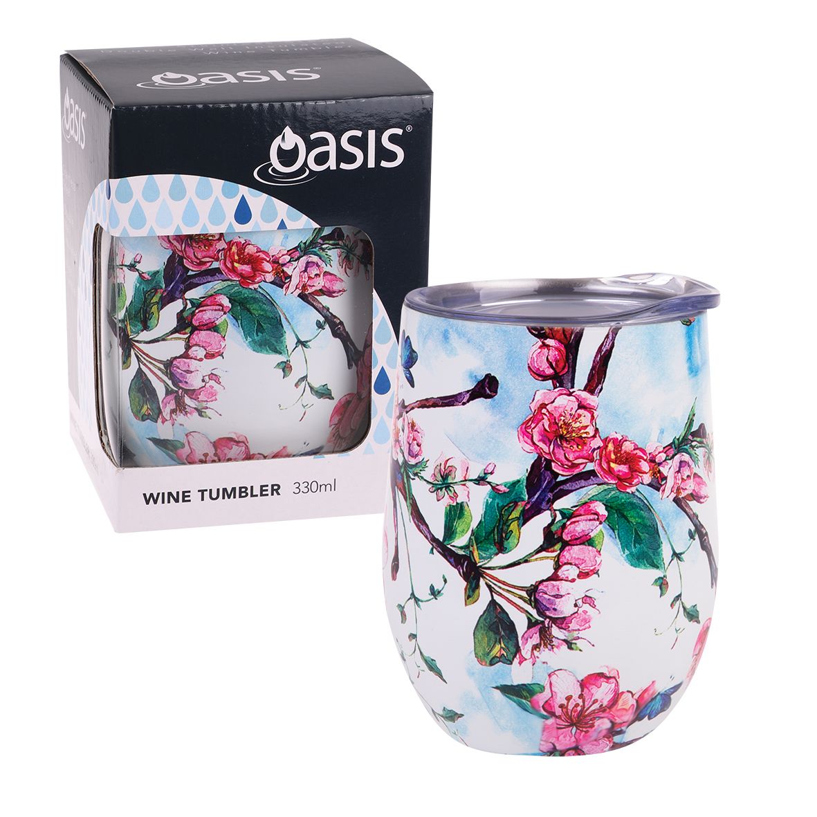Oasis 330ml Insulated Wine Tumbler Gift Boxed - Spring Blossom