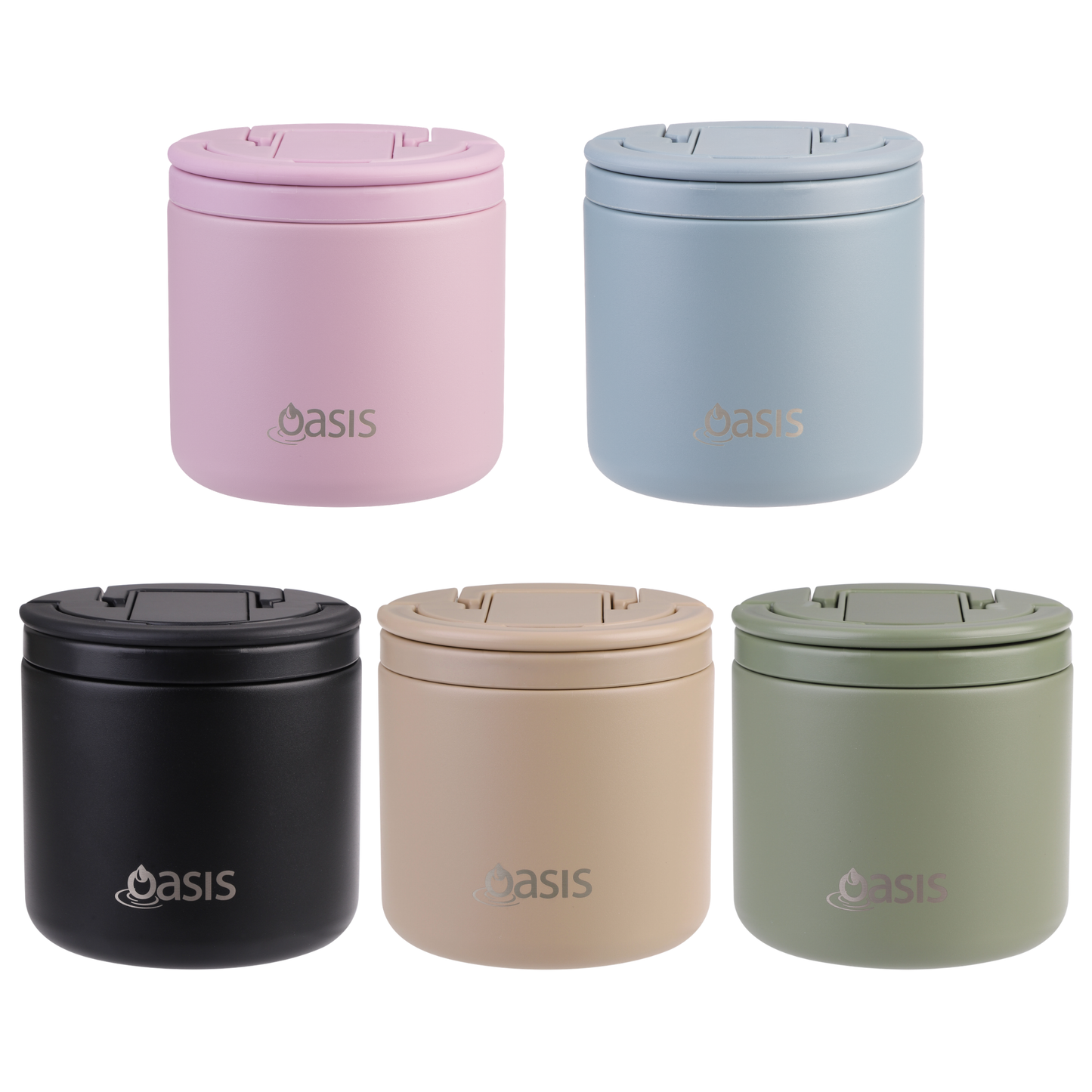 Oasis Insulated 550ml Food Flask w/ Quick Release Lid & Spork - Assorted Colours