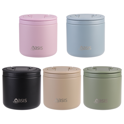 Oasis Insulated 550ml Food Flask w/ Quick Release Lid & Spork - Assorted Colours
