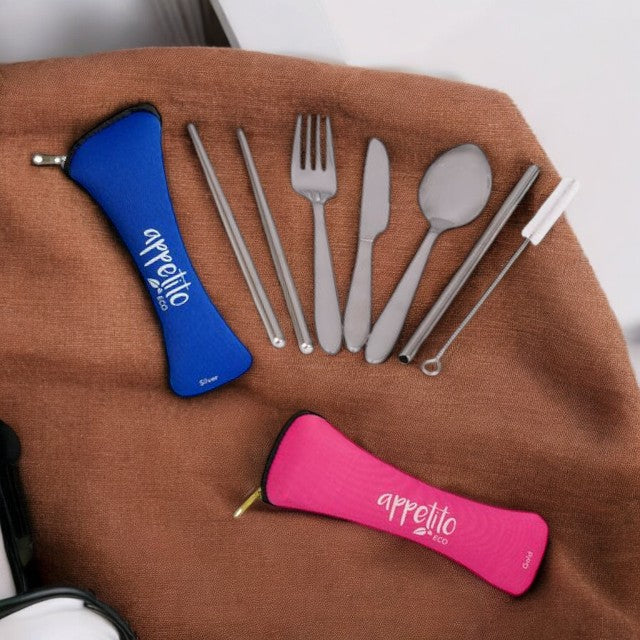 Appetito 6 Piece SS Traveller's Cutlery Set - Assorted Colours