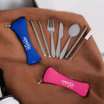 Appetito 6 Piece SS Traveller's Cutlery Set - Assorted Colours
