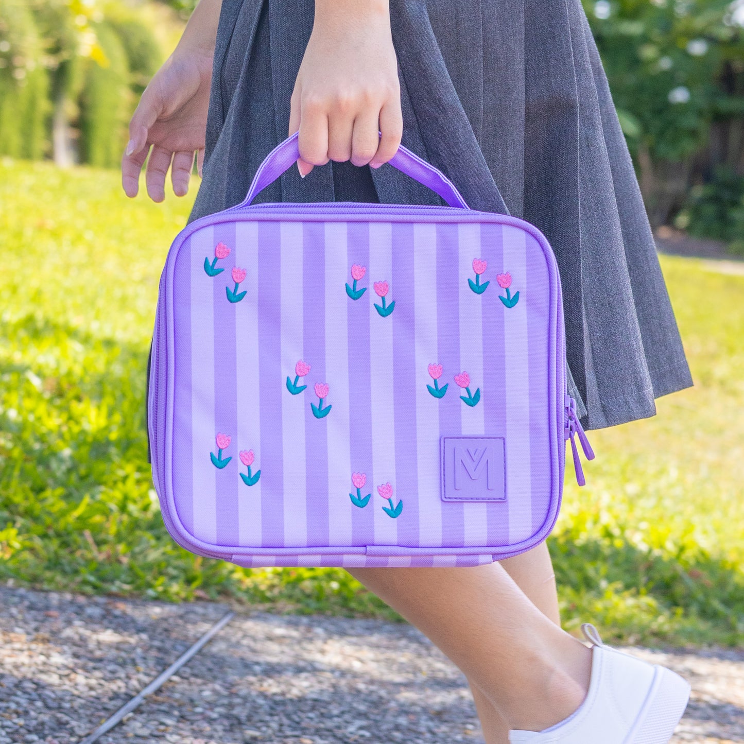 MontiiCo Medium Lunch Bag (Embroidered) - Tiny Tulips