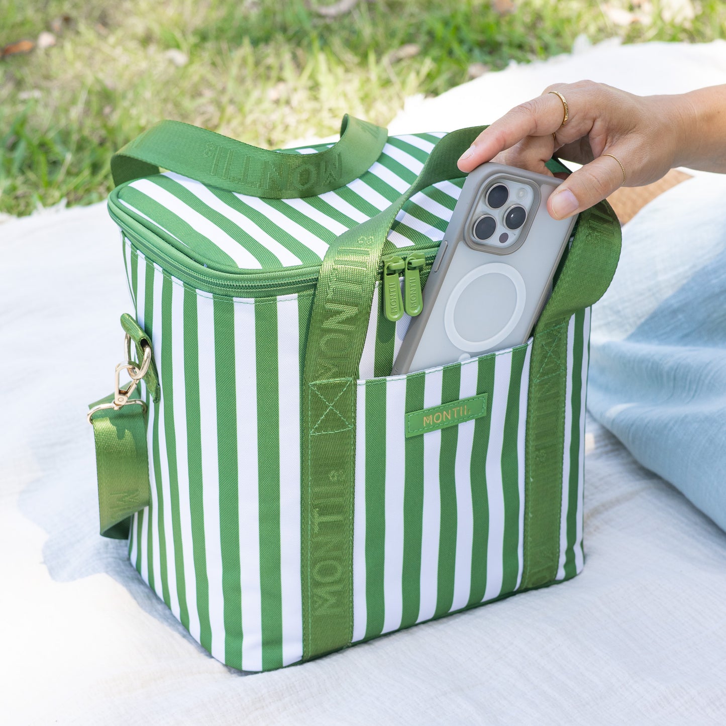 MontiiCo Insulated Midi Cooler Bag - Pickle Stripe *PREORDER*