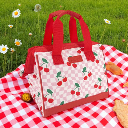 Sachi Insulated Lunch Bag - Chequered Cherries