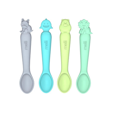 Melii Animal Silicone Spoons 4 Pack - Blue