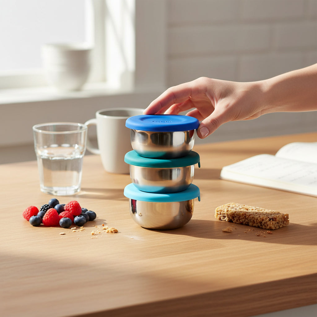 Melii Stainless Steel Mini Containers (3 Pack) - Assorted Colours