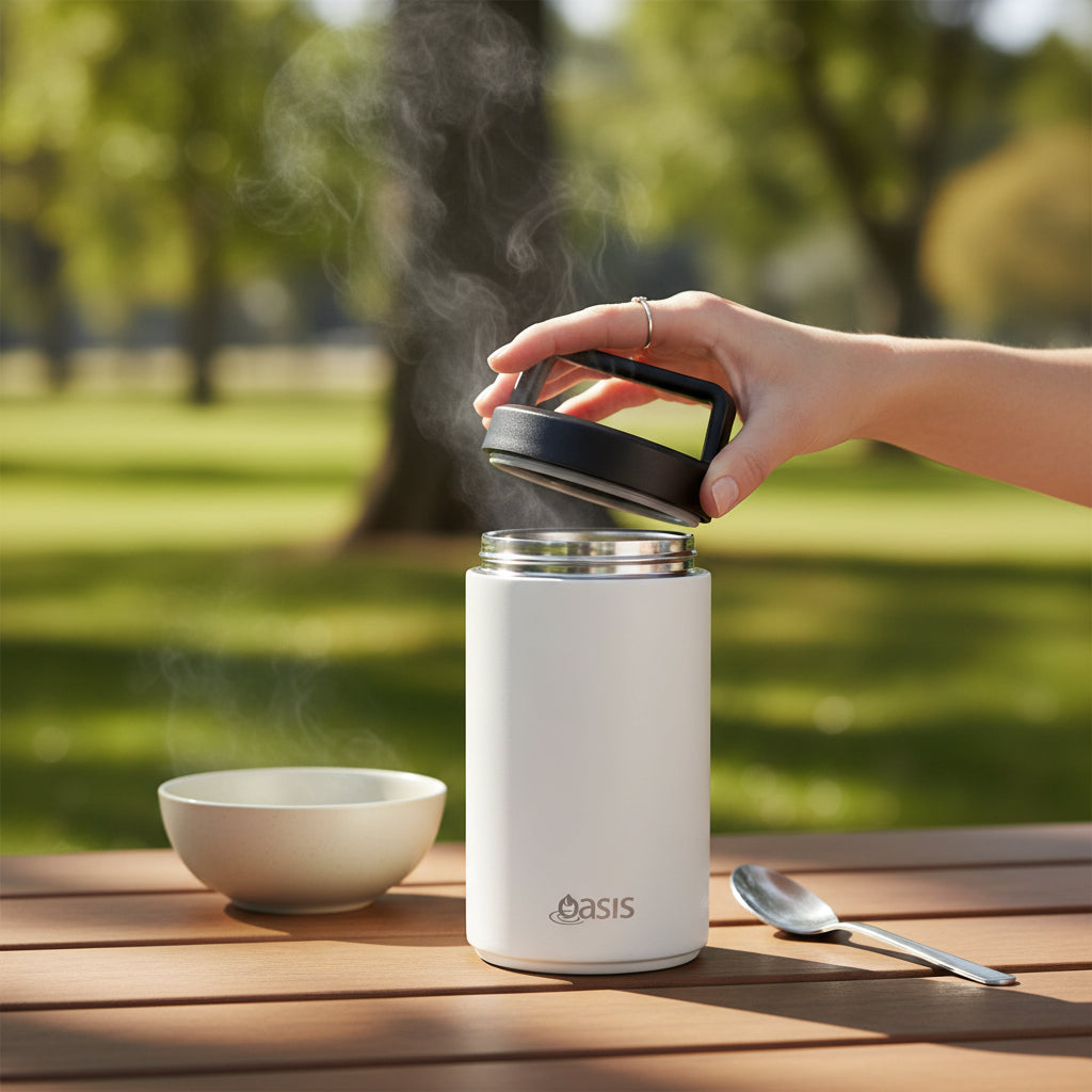 Oasis 700ml Insulated Food Flask w/ Handle & Spoon - Assorted Colours
