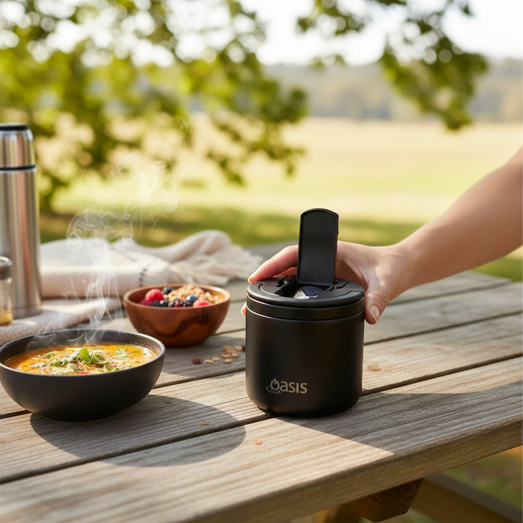 Oasis Insulated 550ml Food Flask w/ Quick Release Lid & Spork - Assorted Colours