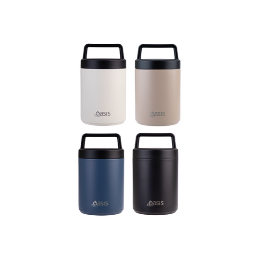 Oasis 480ml Insulated Food Flask w/ Handle & Spoon - Assorted Colours