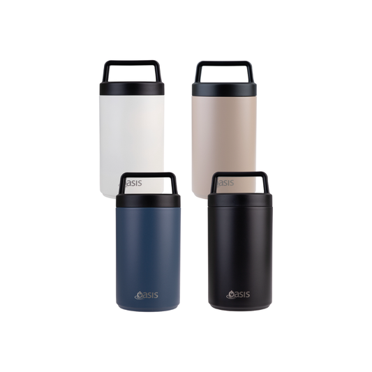 Oasis 700ml Insulated Food Flask w/ Handle & Spoon - Assorted Colours