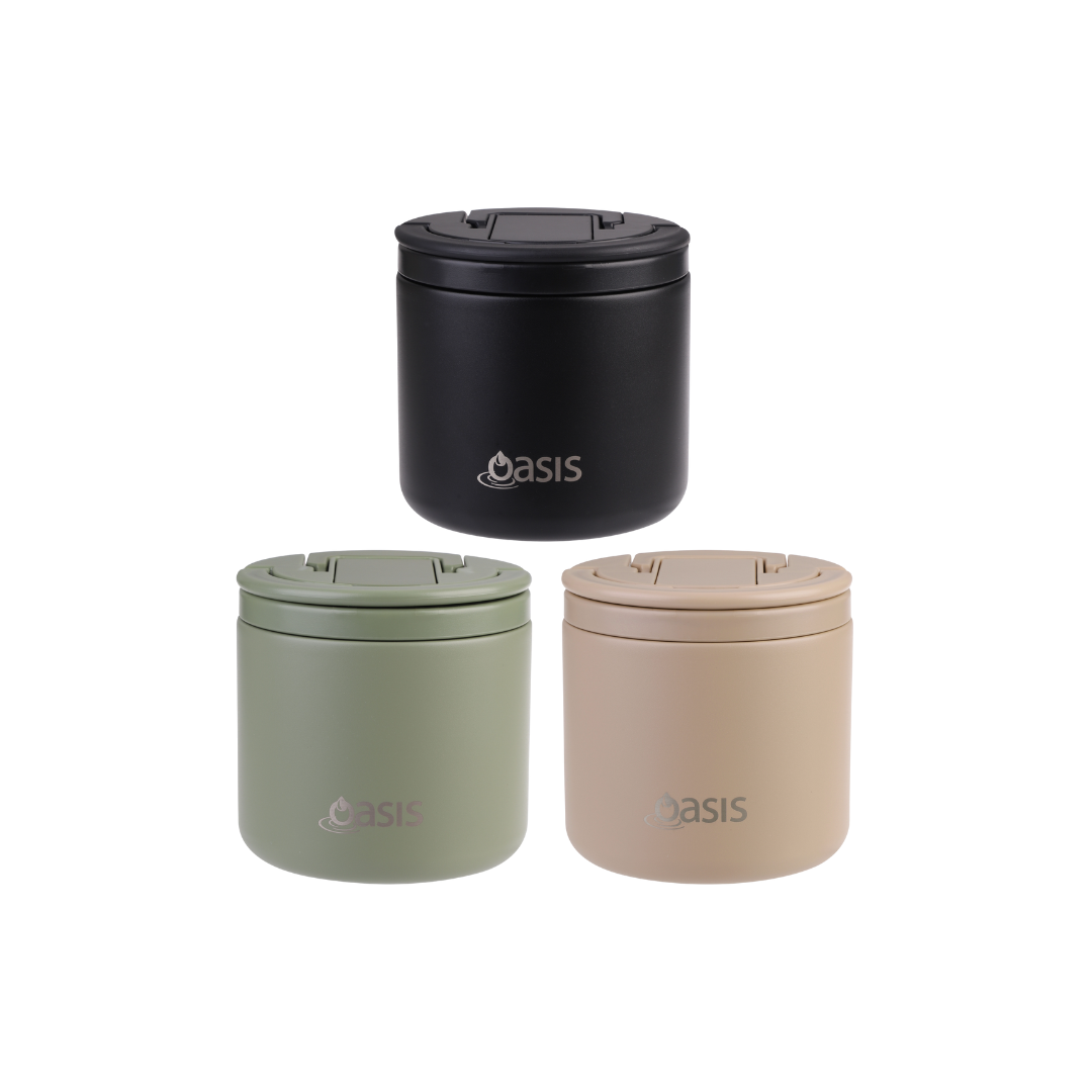 Oasis Insulated 550ml Food Flask w/ Quick Release Lid & Spork - Assorted Colours