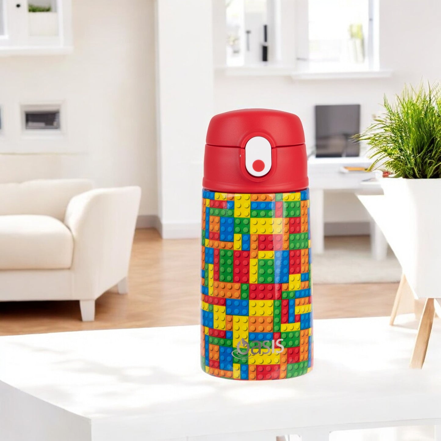 Oasis Insulated 400ml Kid's Drink Bottle w/ Sipper - Bricks