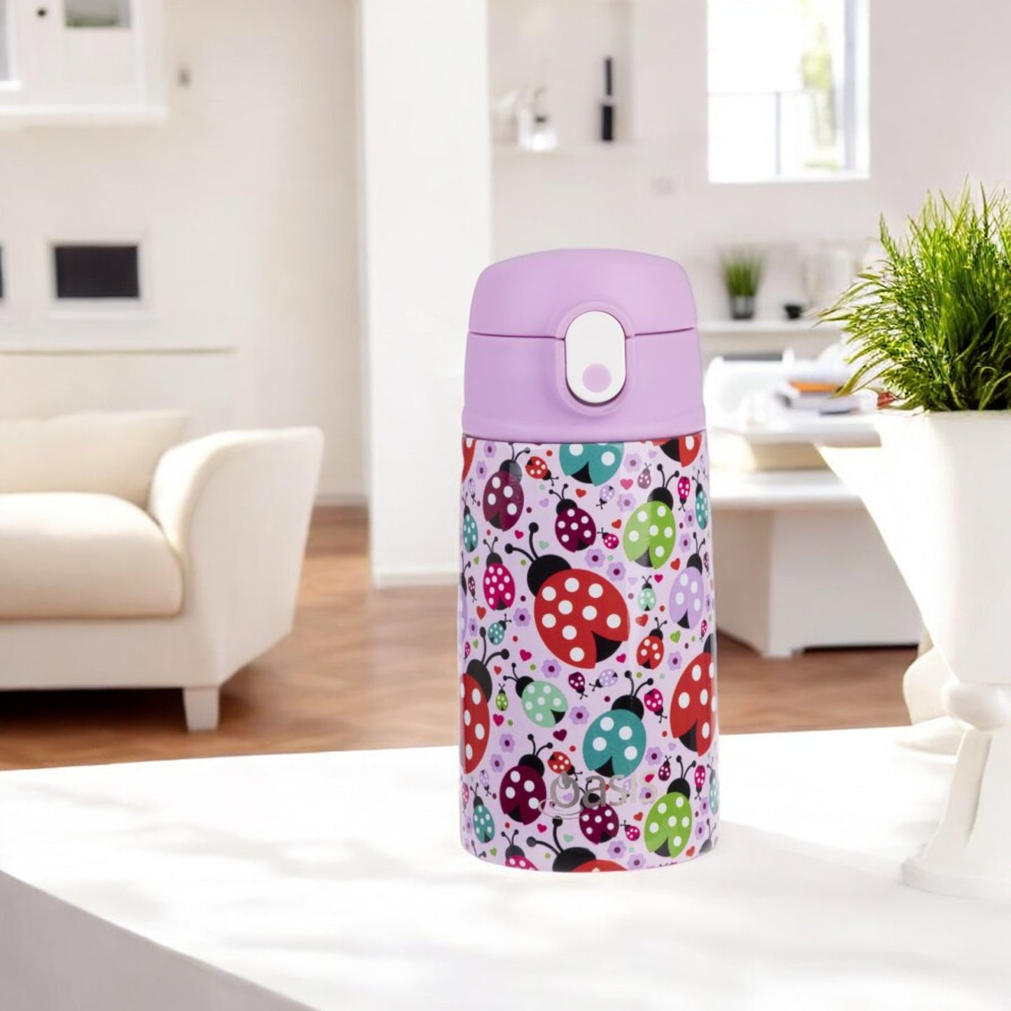 Oasis Insulated 400ml Kid's Drink Bottle w/ Sipper - Lovely Ladybugs
