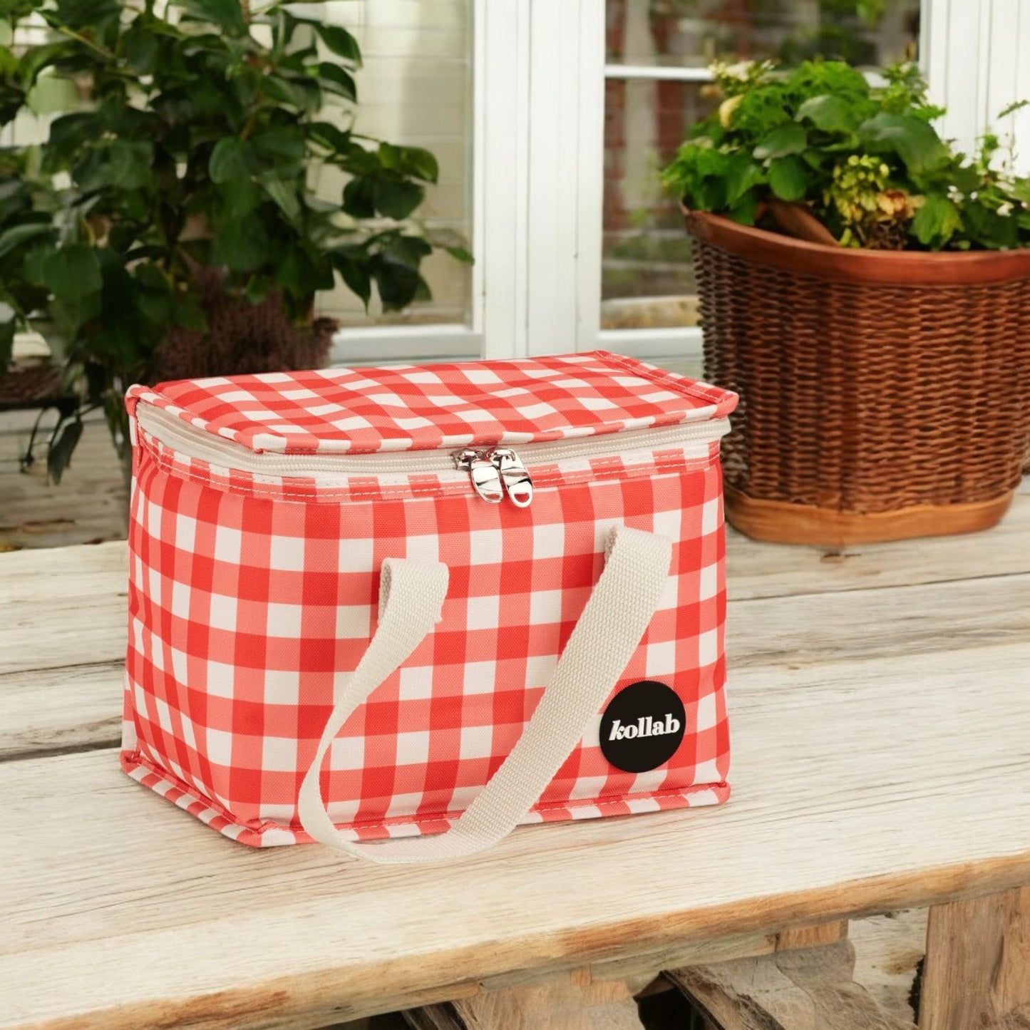 Kollab Insulated Lunch Box Bag - Red Check