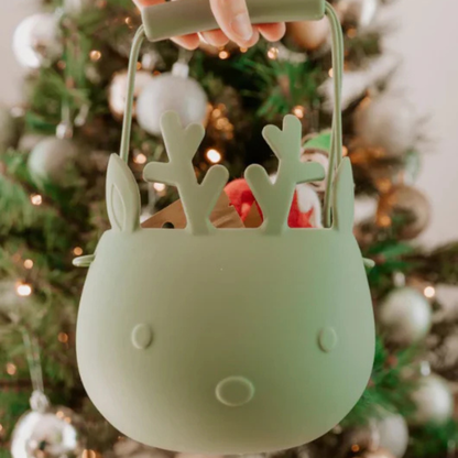 We Might Be Tiny Reindeer Basket - Sage