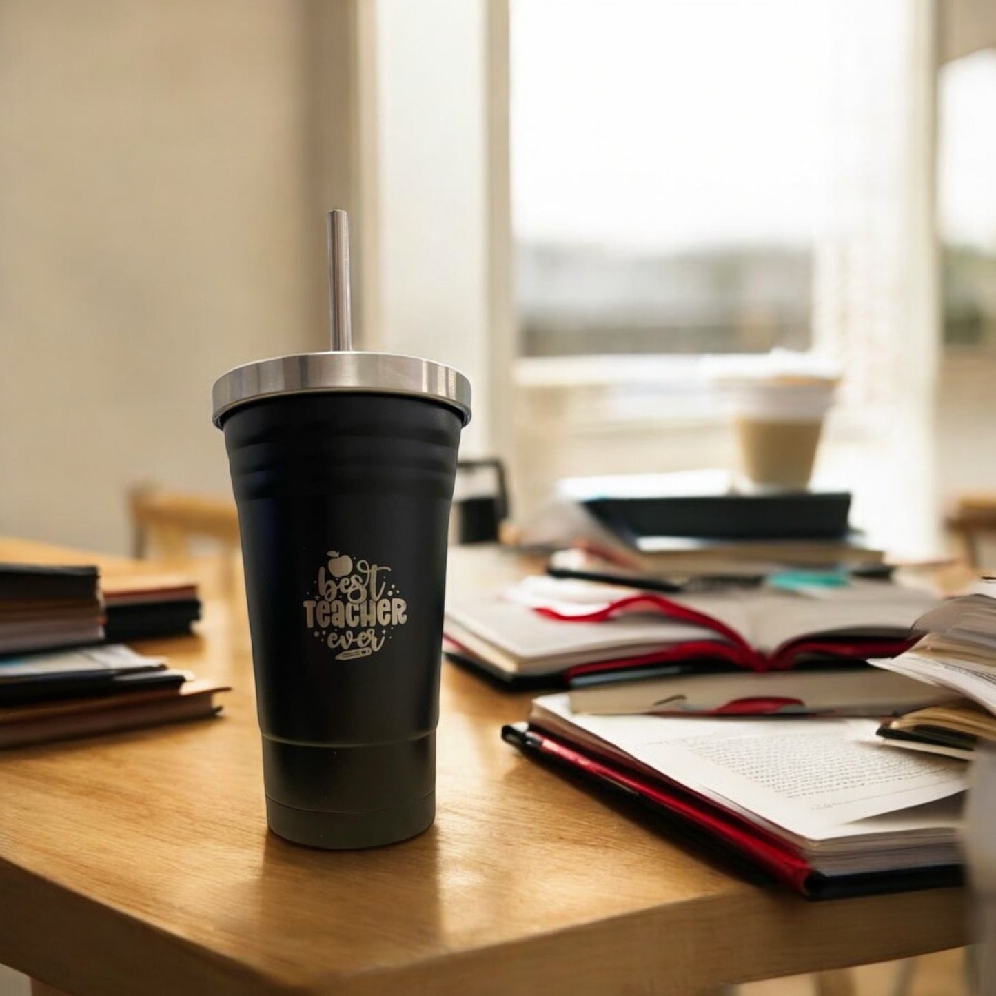 "Best Teacher" Engraved Smoothie Tumbler - Assorted Colours