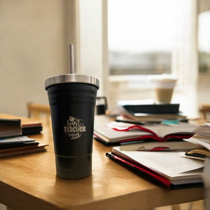 "Best Teacher" Engraved Smoothie Tumbler - Assorted Colours
