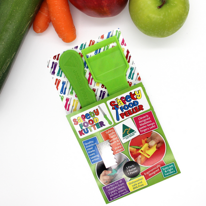 Kiddies Safety Food Kutter Knife & Safety Food Peeler Twin Pack - Assorted Colours