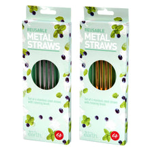 Load image into Gallery viewer, IS Gift Metallic Stainless Steel Bent Reusable Straws 4 Pack - Assorted Colours