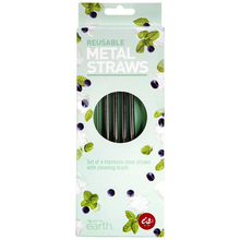 Load image into Gallery viewer, IS Gift Metallic Stainless Steel Bent Reusable Straws 4 Pack - Assorted Colours