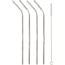 Load image into Gallery viewer, IS Gift Metallic Stainless Steel Bent Reusable Straws 4 Pack - Assorted Colours