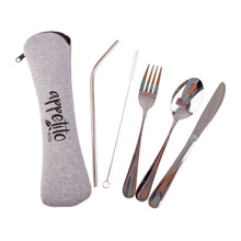 Load image into Gallery viewer, Appetito 5 Piece Stainless Steel Traveller&#39;s Cutlery Set