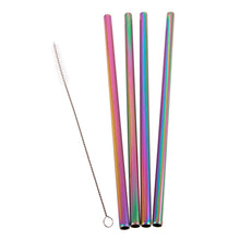 Load image into Gallery viewer, Appetito Rainbow Stainless Steel Reusable Smoothie Straws Straight - 4 Pack