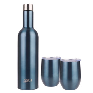 Oasis Stainless Steel Insulated Wine Traveler Gift Set