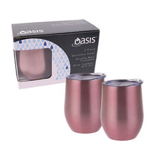 Load image into Gallery viewer, Oasis 330ml Stainless Steel Insulated Wine Tumblers Gift Set (2 Pack)
