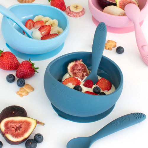 Brightberry Silicone Suction Bowl Set with Spoons - 6 Colours Available